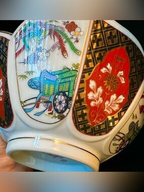 Antique 7" Japanese Arita Imari Porcelain Bowl Fuki Choshun